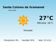 AEMET: El temps per a Santa Coloma de Gramenet – 8 de Juny de 2026