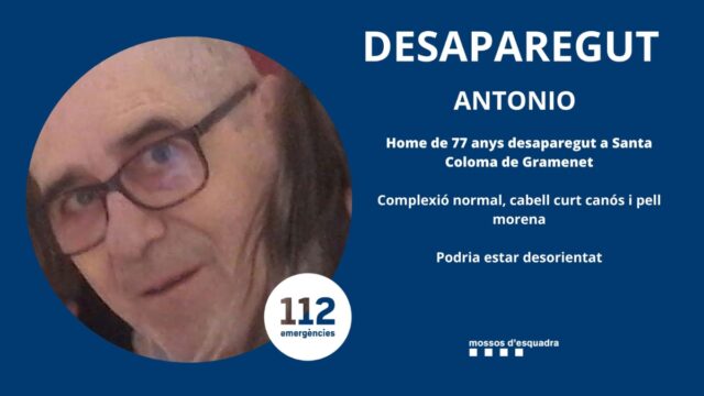 Imatge de l'Antonio, veí desaparegut de Santa Coloma de Gramenet (Mossos d'Esquadra)