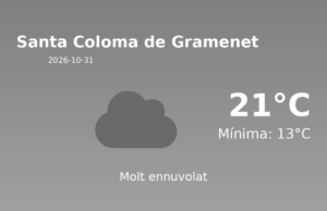AEMET: El temps per a Santa Coloma de Gramenet – 31 de Octubre de 2026